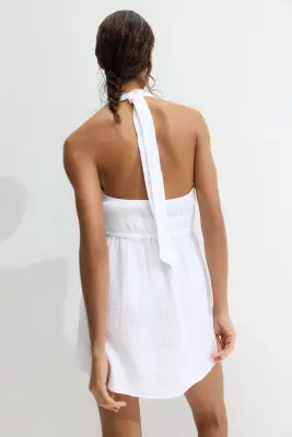 Robe de plage dos nu en coton - Blanc — photo 2