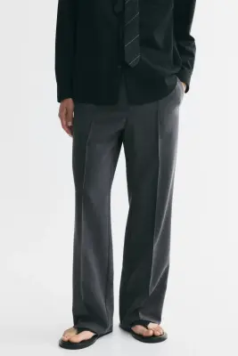 Pantalon Relaxed Fit - Gris foncé chiné/rayé — photo 2