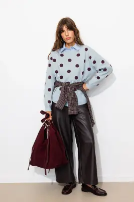 Pull à pois en maille compacte — photo 3
