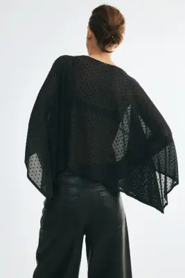 Top cape oversize - Noir/pois — photo 3