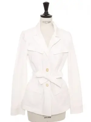 Veste saharienne ceinturée en coton blanc Prix boutique 350€ Taille 38 — photo 1