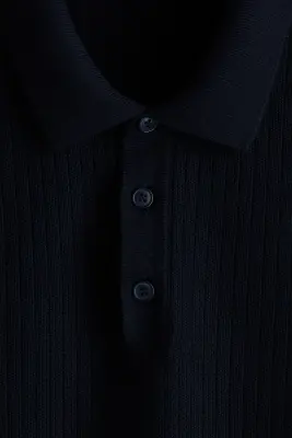 Polo Regular Fit en maille texturée - Bleu marine — photo 5