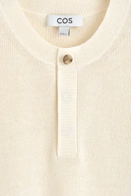 T-SHIRT HENLEY EN MAILLE DE LIN - ÉCRU — photo 5