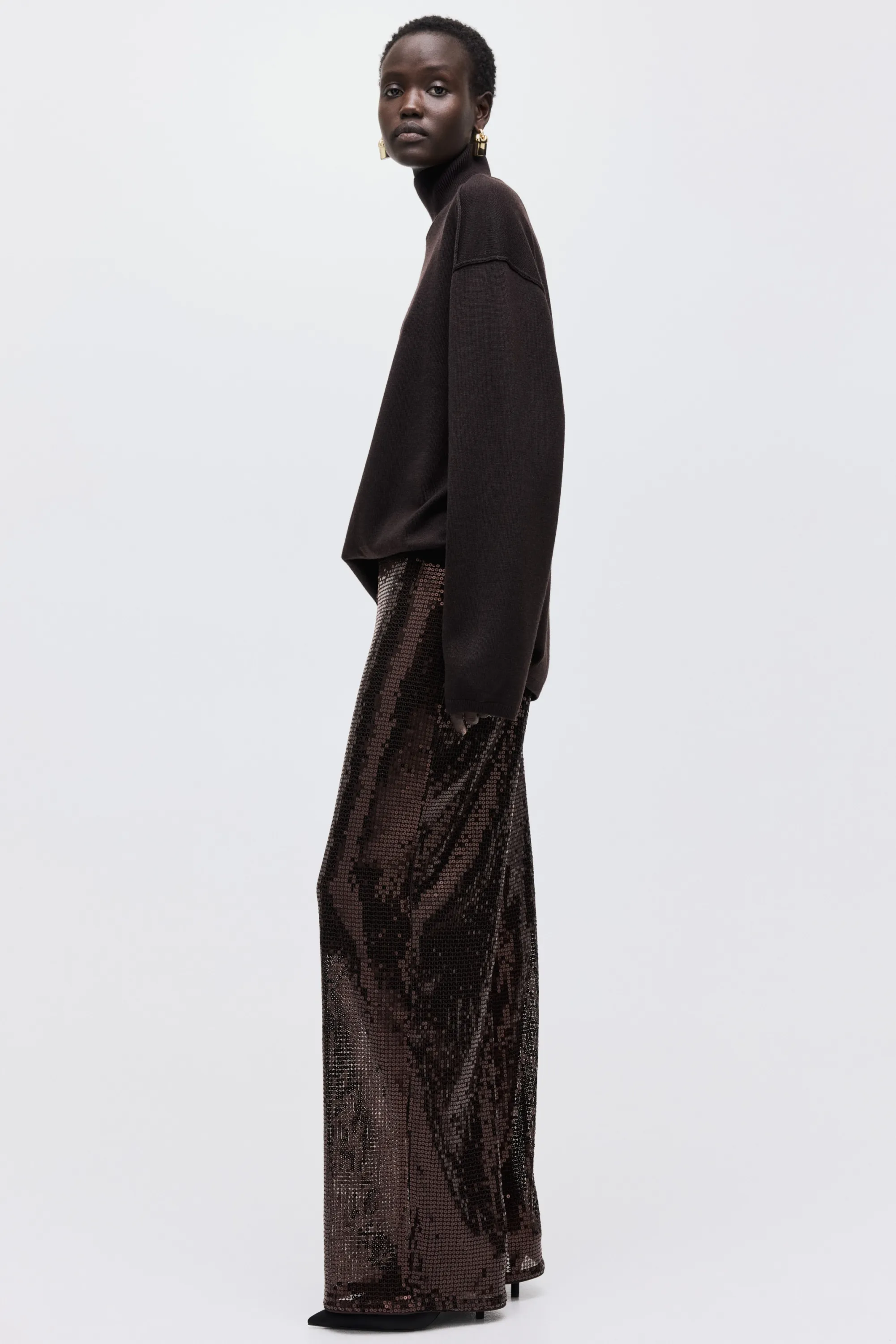 Pantalon à sequins - Marron foncé