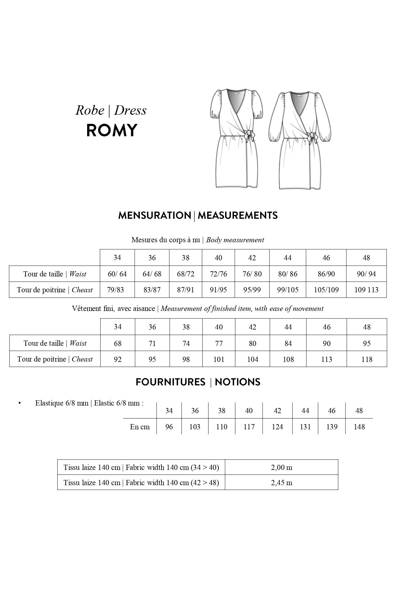 Patron papier robe ROMY