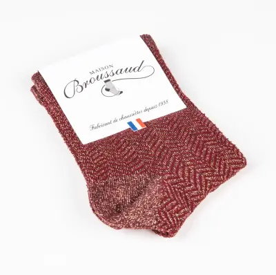 Socquette chevron bordeaux brillo — photo 2