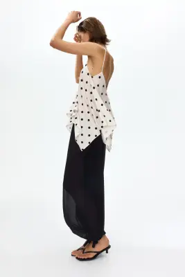 Top loose à bretelles fines - Blanc/pois — photo 2