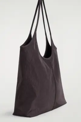 SAC CABAS SCULPTÉ - MATIÈRE FROISSÉE - BRUN — photo 4