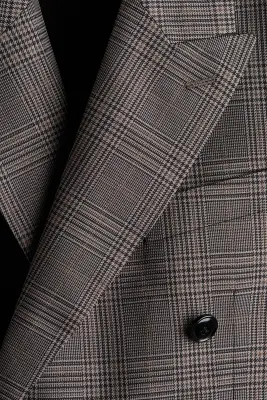Veste Regular Fit à fermeture croisée - Taupe/carreaux — photo 4
