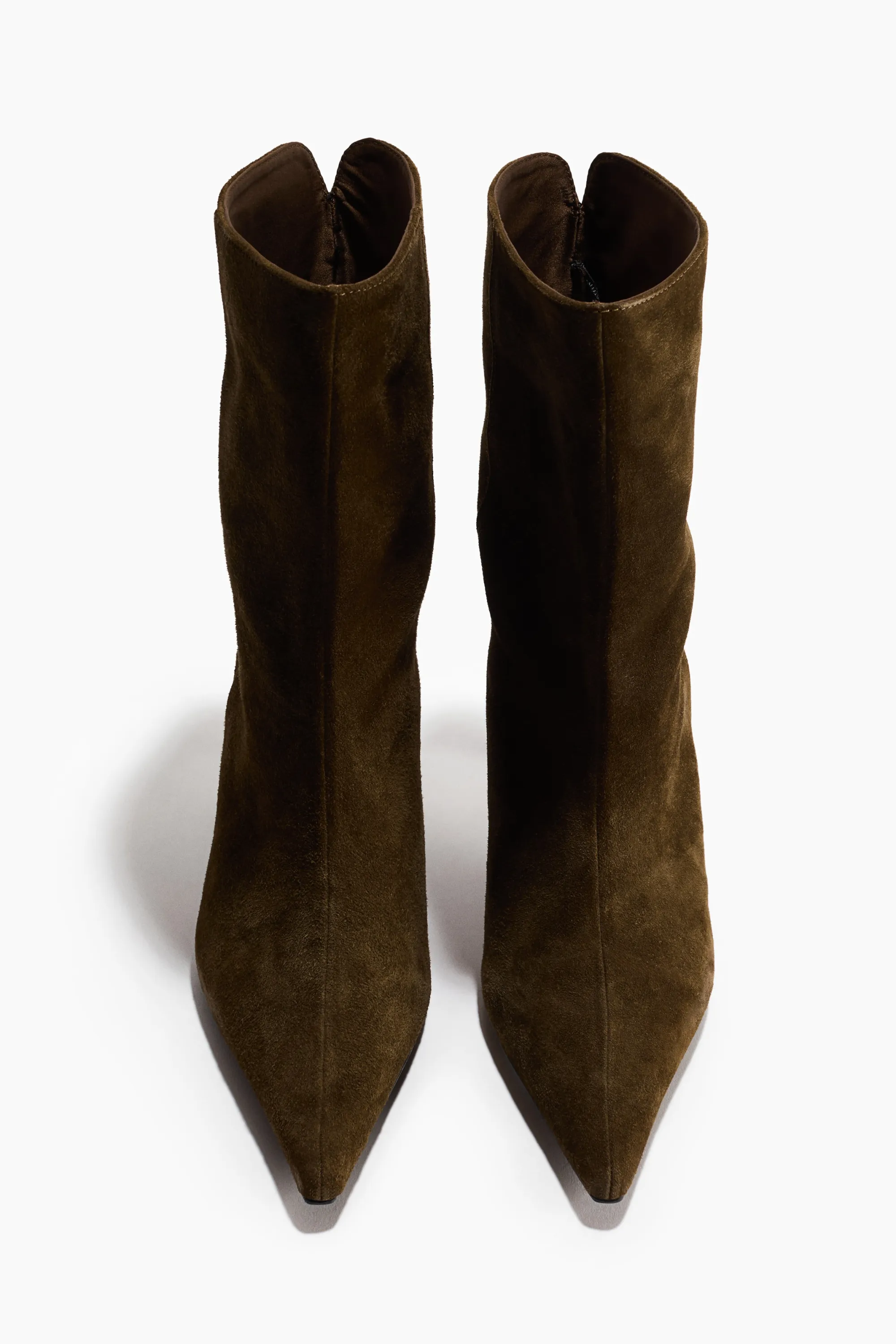 Heeled leather boots - Vert kaki foncé