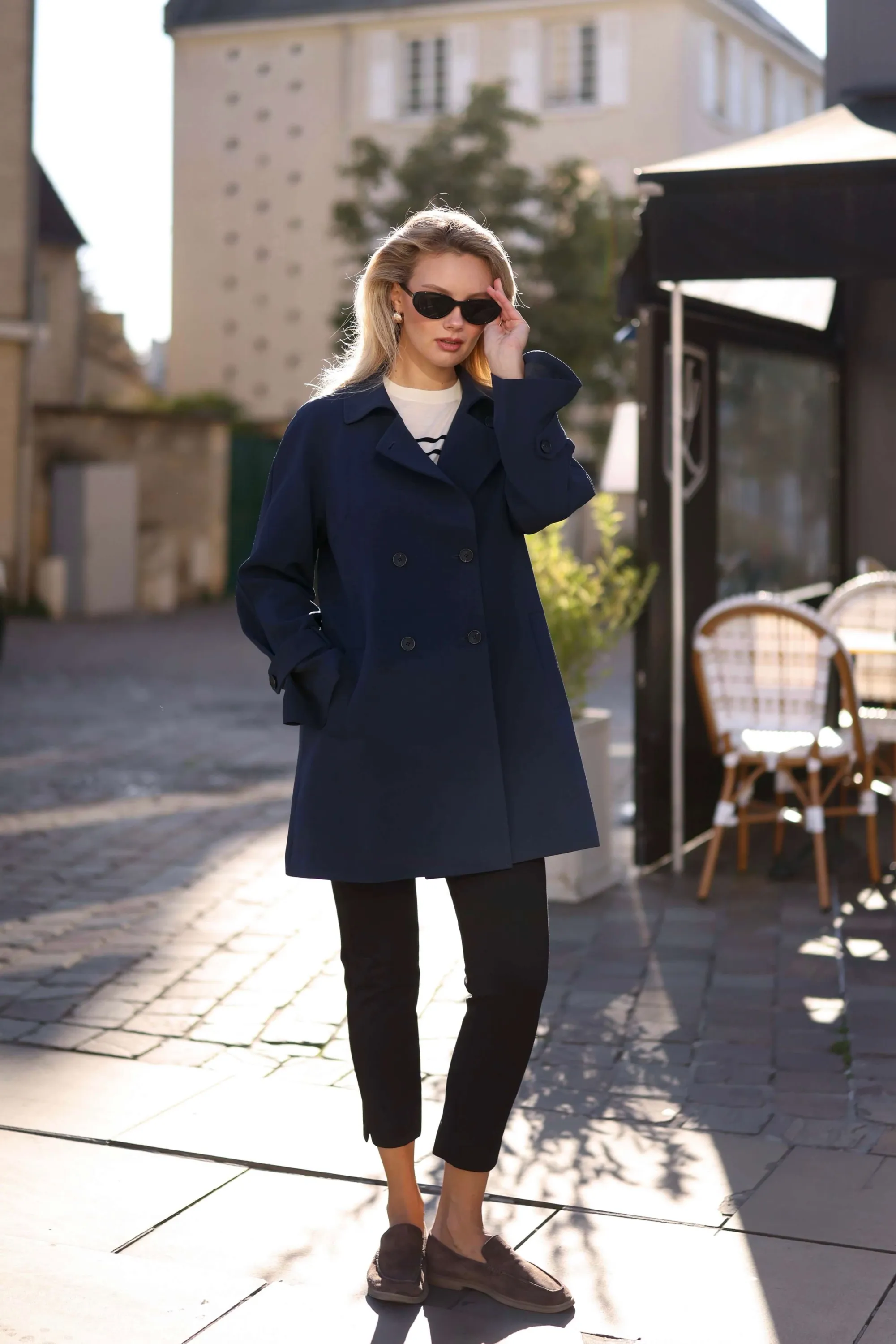 Francine Short Trench Coat - Navy