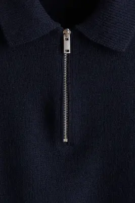 Polo Regular Fit en laine - Bleu marine — photo 5