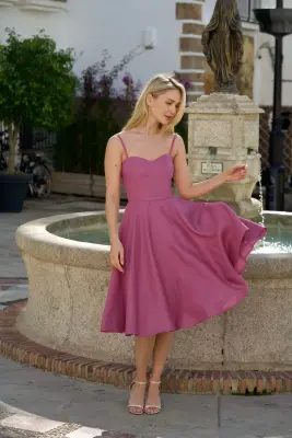 Bardot Linen Dress - Mauve pink — photo 5