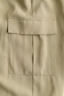 Pantalon en viscose mélangée avec taille élastique - Vert kaki clair — photo 3