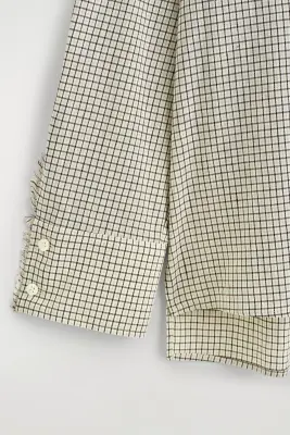 CHEMISE À CARREAUX ET BORDURE FRANGÉE EN LIN-COTON - BEIGE / CARREAUX — photo 5