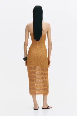 Robe bandeau façon crochet - Jaune — photo 3