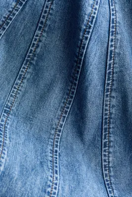 Jupe plissée en denim - Bleu denim — photo 4
