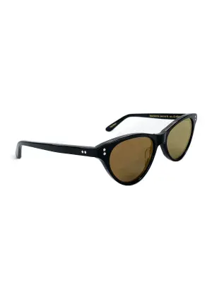 Lunettes de soleil Norma Jeanne monture papillon noire verres miroirs jaune doré NEUVES Prix boutique 350€ — photo 5