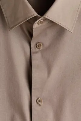 Chemise stretch Slim Fit - Taupe — photo 3