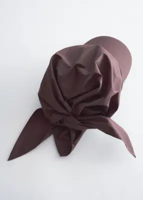 Casquette avec foulard en coton - Marron Clair — photo 2