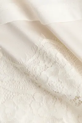 T-shirt asymétrique avec dentelle - Crème — photo 4