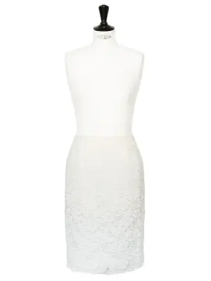 Jupe crayon taille haute en dentelle blanche Taille 38 — photo 2