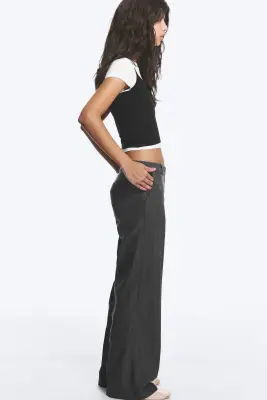 Pantalon de costume taille basse - Mélange gris à fines rayures — photo 2