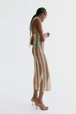 Robe bain-de-soleil façon crochet - Bleu clair/multirayures — photo 2