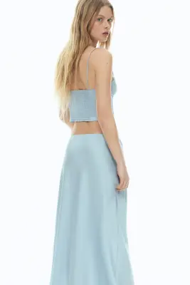 Jupe maxi en satin - Bleu clair — photo 2