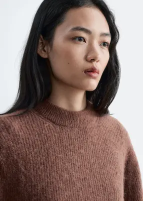Pull en mélange d’alpaga à manches bouffantes - Marron Clair — photo 3