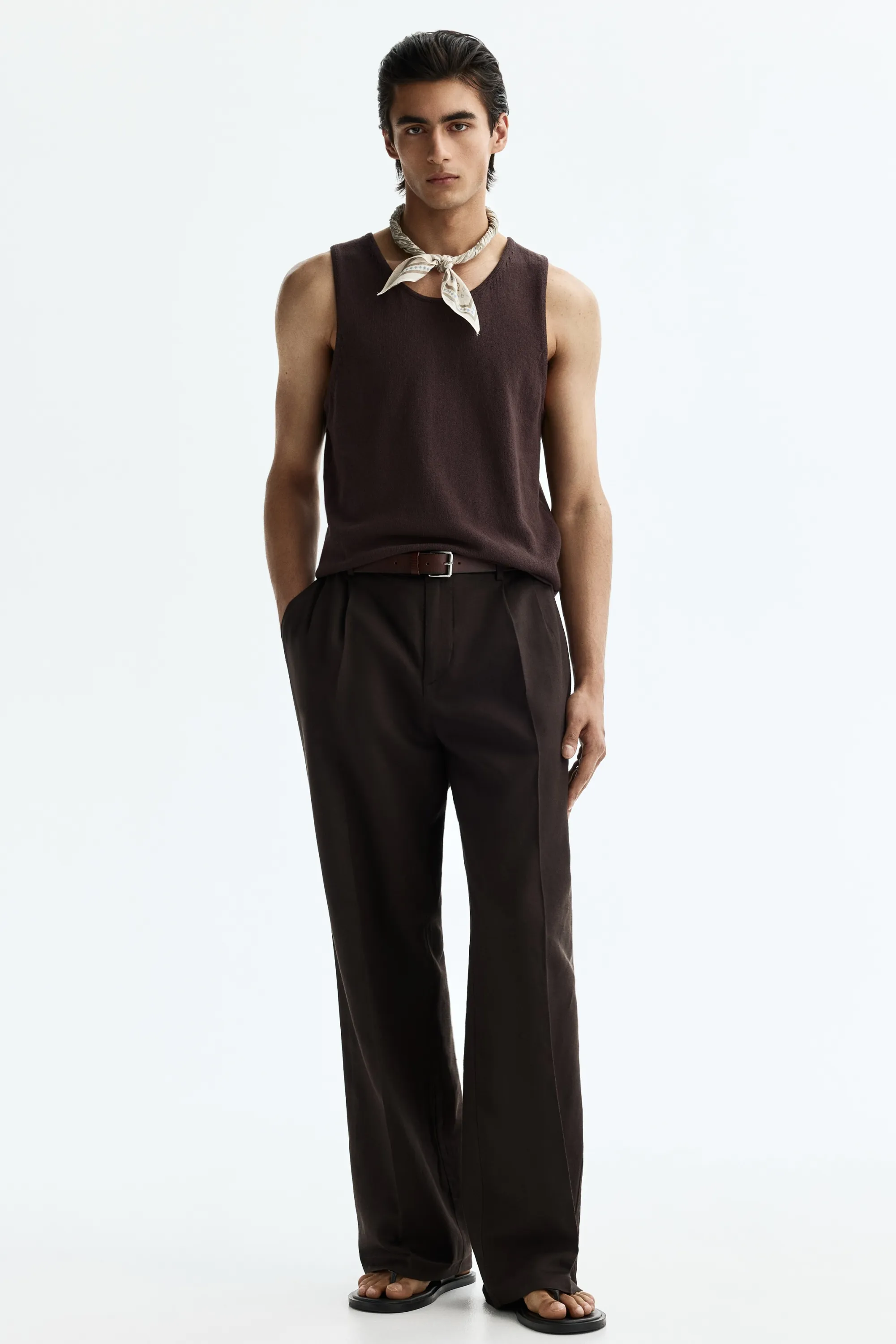 Débardeur Regular Fit en maille - Marron foncé