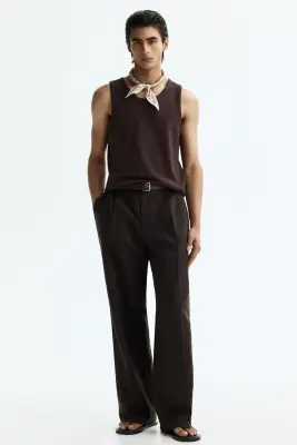 Débardeur Regular Fit en maille - Marron foncé — photo 1