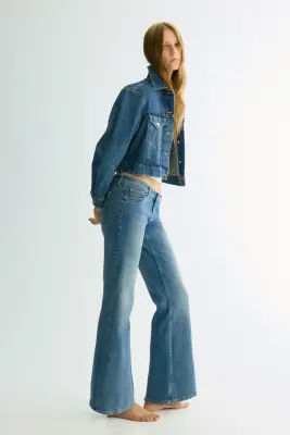 Flared Ultra Low Waist Jeans - Bleu denim — photo 1