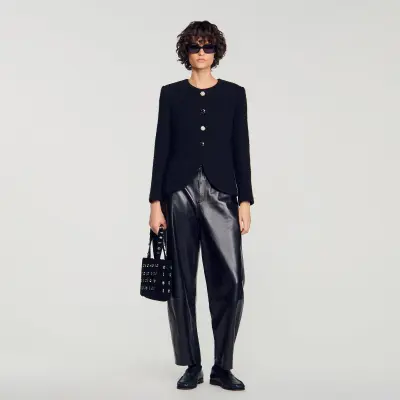 Veste en tweed à boutons fantaisie