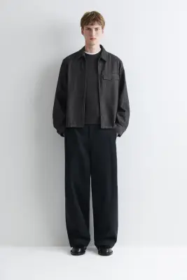 SURCHEMISE ZIPPÉE EN DENIM À FINES RAYURES - NOIR / FINES RAYURES — photo 1