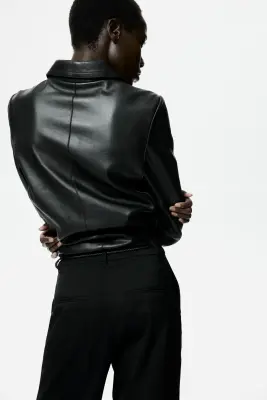 Pantalon droit avec ceinture - Noir — photo 3