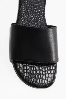 Sandales en cuir - Noir/imitation serpent — photo 2