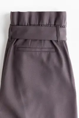 Pantalon en laine mélangée avec ceinture - Violet ancien — photo 4