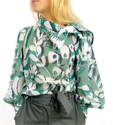 Blouse Odette Tropical aqua green - Mare di Latte — photo 1
