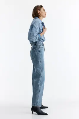 Barrel High Ankle Jeans - Bleu denim clair — photo 3