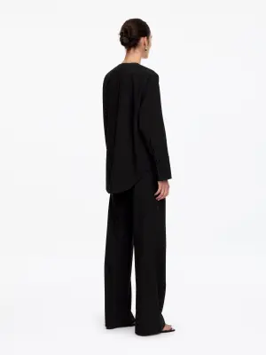 Blazer-chemise de smoking avec finitions en satin - Noir — photo 1