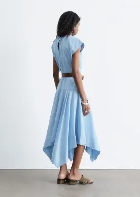 Robe midi en popeline de coton - Bleu clair — photo 4
