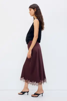 MAMA Slip skirt avec dentelle - Bordeaux — photo 2