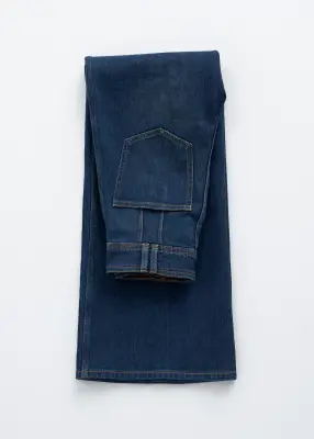 Jean évasé à plis marqués - Bleu moyen délavé — photo 5