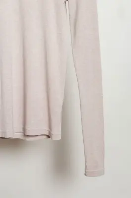 BABACO – Cotton/Silk Basic Long Sleeve T-shirt BA01-CR36 – Stone Beige — photo 3