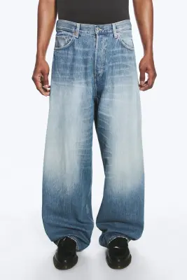 Jean baggy ample taille mi-haute unisexe Astro - Saddle Blue - Bleu moyen — photo 1