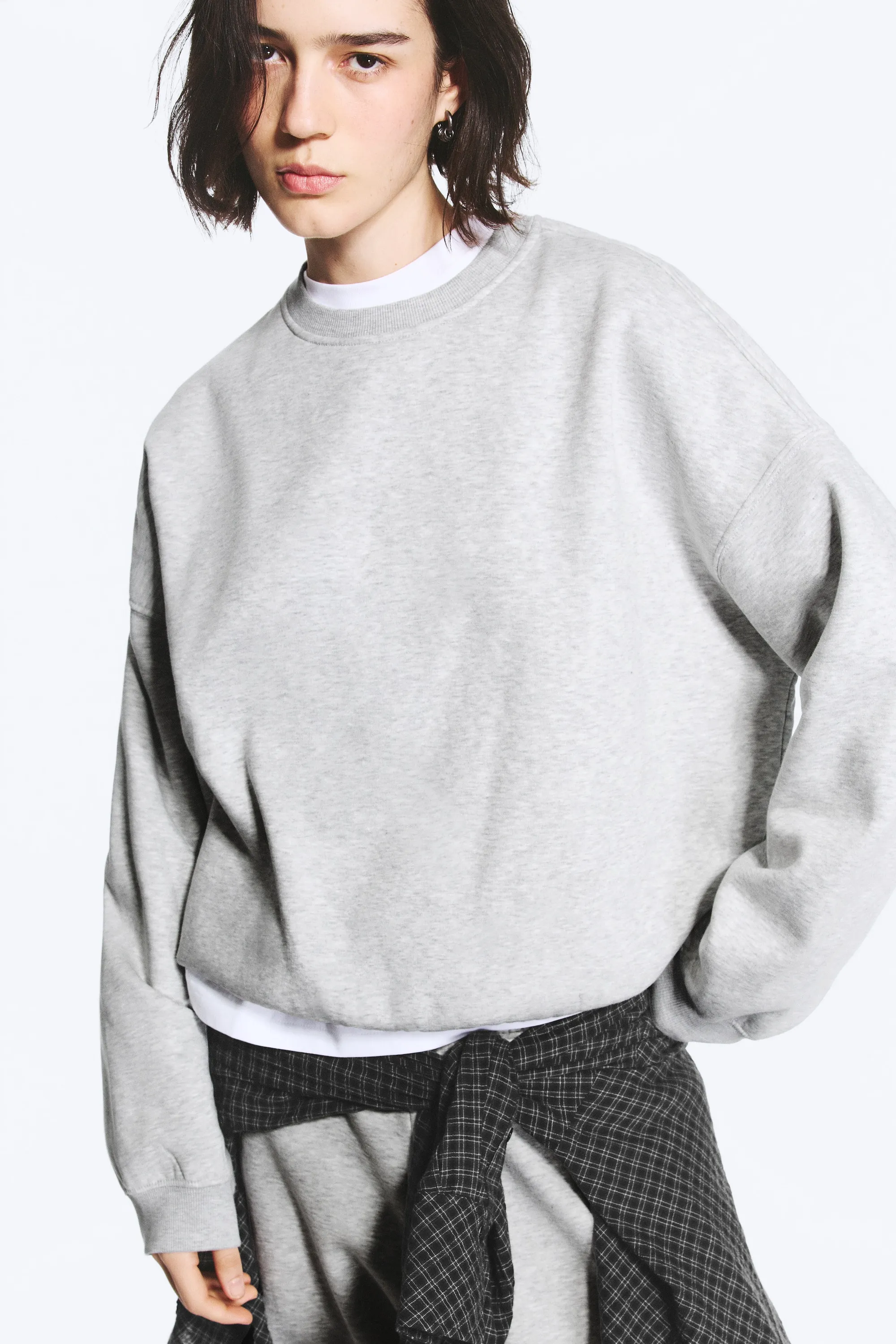 Sweat standard - Mélange gris clair poudré
