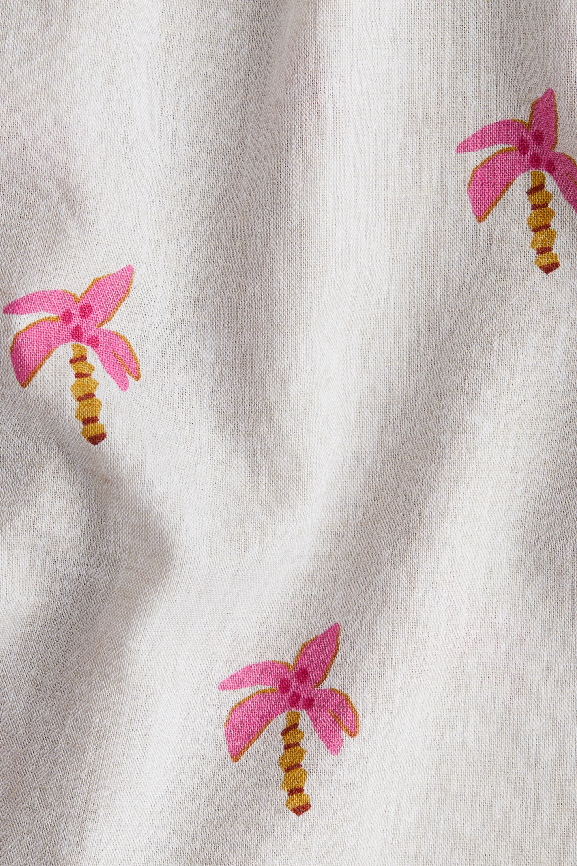 Robe en lin mélangé - Blanc/palmiers