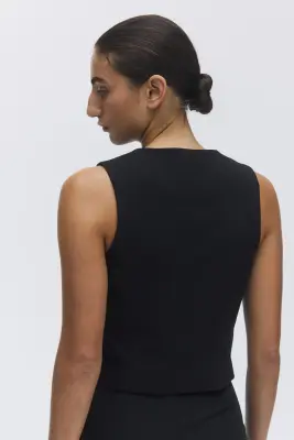 Gilet sans manches croisé à fermeture asymétrique - Noir — photo 4