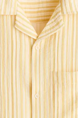 Chemise Relaxed Fit avec col cubain - Jaune/rayé — photo 5